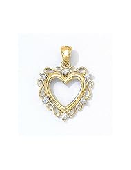 14K Yellow Gold Diamond Heart Pendant with 18" Chain