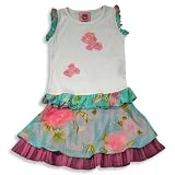 Lipstik Girls - Girls Skirt Set, White, Aqua, Pink