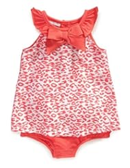 Apparel: First Impressions Infant Girls Orange Sunsuit, Leopard Print, 12 Months