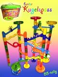 Pop One Toys Kugelbahn Murmelbahn Bausatz 88 Bausteine (inkl. Box & Murmeln )