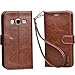 Grand Prime Case, Arae Samsung Galaxy Grand Prime wallet case,[Wrist Strap] Flip Folio [Kickstand Feature] PU leather wallet case with ID&Credit Card Pockets For Samsung Galaxy Grand Prime (Brown)