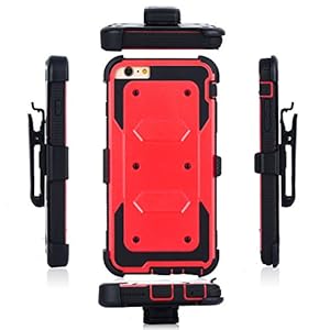 iPhone 6S case,iphone 6 case, LUOLNH Heavy Duty Shockproof Durable Full Body Protection Rigged Hybrid Case with Belt Clip Holster and Kickstand for iPhone 6/6S (Red£© from LUOLNH