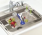 Adjustable Over the Sink Dish Drying Drainer Tray in Stainless Steel