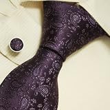 Dark purple pattern silk ties for men paisley anniversary gifts formal wear silk tie set A1101'