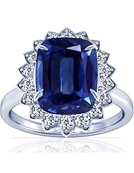 Platinum Cushion Cut Blue Sapphire Ring With Sidestones (GIA Certificate)