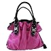 Women's Leatherette Shoulder Bag - Women's Leatherette Large Purse (Fuschia,Coffee)