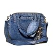 Blue Denim Purse With Beaded Decor, Shoulder Strap and Pouch Made from Vintage Denim