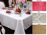 European Damask Design Tablecloth White 60 Round
