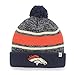 '47 NFL Denver Broncos Fairfax Cuff Knit Hat with Pom, One Size Fits Most, Light Navy
