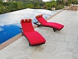 RST Outdoor Cantina Wave Lounger with Mattress and Bolster Pillow Set - 2 Pack