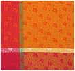 Durable Woven Jacquard 100% Cotton Retro Floral Orange and Yellow Tablecloth 54x90 Inches