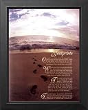 Footprints In The Sand Religious Picture Framed Art Print