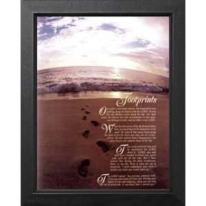 Footprints In The Sand Religious Picture Framed Art Print