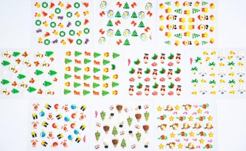 10pcs/package nail stickers decals multi mix designs including Merry christmas gift nail stickers/christmas hat/bell/garland/Santa Claus/snow flower/butterlfy bows/christmas tree/stars/snowman/socks/gifts/candy/ball/etc.
