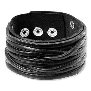 SilberDream Lederarmband schwarz Herren Leder Armband Echtleder LA2249S