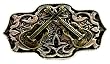 Awesome Double Acousic Antiqued Gold Tone Guitars on Gorgeously Detailed Antiqued Silver Tone Background Fashion Ring on Beaded Silver Tone Double Stretch Band (Covers Two Fingers!)