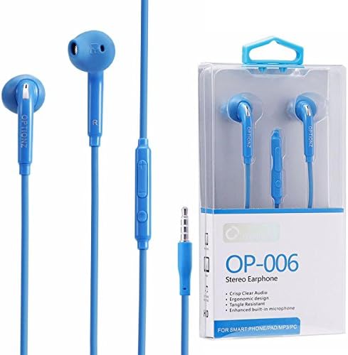 Optionz Headphone with Microphone Earphone Stereo Headset for All Android Phones (Compatible with Samsung, HTC, LG, Motorola, Alcatel, ZTE, and all Android Phones) (Blue)