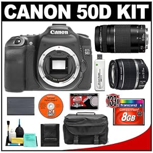 Canon EOS 50D Digital SLR Camera Body + Canon EF-S 18-55mm IS + Canon EF 75-300mm III Lens + 8GB CF Card + Battery + Case + Cameta Bonus Accessory Kit