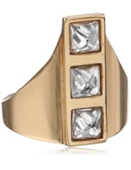 Kelly Wearstler Bellevue 18k Gold Plated Clear Faceted Crystal Ring