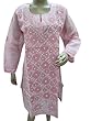 Baby Pink Tunic Top Chikan Embroidered Tunic Kurti Dress for Womens