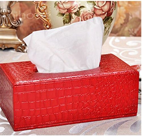 Suily Pu Leather Tissue Box (Red Crocodile Large)