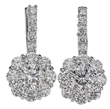 18k White Gold Shared Prong Drop Cluster Diamond Earrings (2.29 cttw, E-F Color, VS2 Clarity)