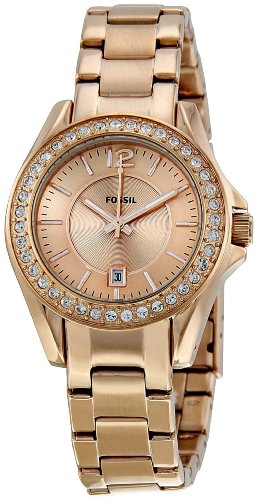 Fossil Women's ES2889 Riley Rose Gold Dial Watch