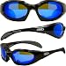 Sporting Goods : LTD FOAM PADDED BLUE TITANIUM COATED LENSES MOTORCYCLE SUNGLASSES UV400 GOGGLES DOUBLE ANTI-FOG BIKER EYEWEAR BLACK FRAME