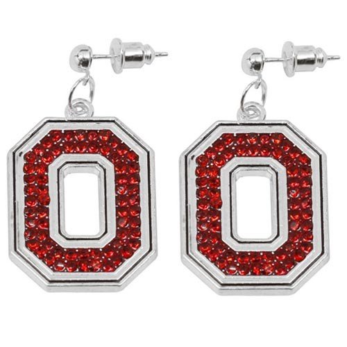 Ohio State Buckeyes Rhinestone Logo Dangle Earrings