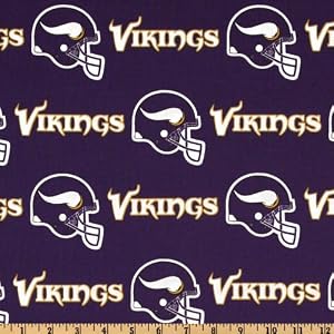 58-Wide-NFL-Cotton-Broadcloth-Minnesota-Vikings-Purple-Yellow-Fabric-By-The-Yard
