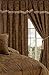 4 Piece Dark Camel Brown Lavish Micro Suede Curtain Set with Attached sheers and valances - 2 Window Panels, 2 Ties.