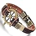 Flongo Retro Bronze Helm Men's Leather Wrap Bracelet, Best Gift, 8 inch Chain