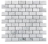 IMAGE OF 1 X 2 Carrara White Marble Polished Brick Mosaic Tile - 6