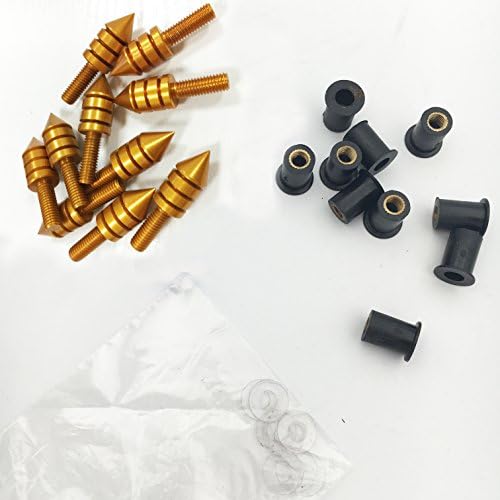 Topfairing Motorcycle Gold Hardware Bolt Kit - Windshield Bolt Kits for All Models and All Years Honda Yamaha Kawasaki Suzuki Ducati