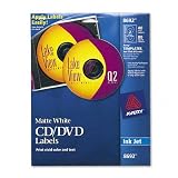 Avery CD DVD Labels for Inkjet Printers - White Matte - 40 per Pack