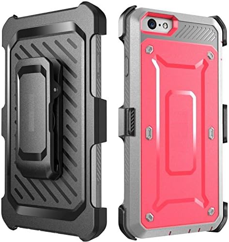 Apple Iphone 6 Case, Heavy Duty Iphone6 Case [Armor PRO Series] Full-body Rugged Hybrid Protective Case with Built-in Screen Protector , Dual Layer Design + Impact Resistant Bumper + 8-pin Charging Cale (Black+Magenta(With Clip))