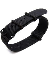 Nato 22mm Ultrasonic Weld Heavy Nylon - Black Strap