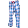 Patriotic Red White Blue tartan plaid check tie cord flannel cotton pants for lounging, sleep, sports. Unisex relaxed fit,