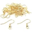 30 Gold Plated Earrings Fish Hook Wires Ball 22 Gauge