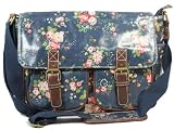 Jasper Navy Blue Micro Floral Laminate Summer Crossbody Bag with Double Pockets (11-1072)