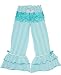 RuffleButts Toddler/Baby Girls Teal/White Striped Flare Pants