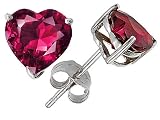 3.00 cttw Original Star K(tm) Heart Created Ruby Earring Studs in .925 Sterling Silver