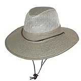 Dorfman Pacific Men's Twill Mesh Safari Hat With Genuine Leather Trim,Khaki,XXX-Large