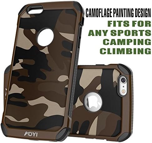 AOYI iPhone 6 Plus Case High Impact Resistant Shock Absorption Dual Layer Army Tough Armor Defender Case Cover for Apple IPhone 6 Plus 5.5 Inch Screen (Camouflage Series) (Brown)
