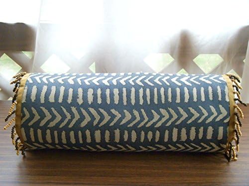 African Bolster Grey Pillow with Insert- Throw Pillows- Custom Tribal Cushions - Gray and Tan Pillows- Sofa Couch Cushions