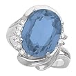 14K White Gold London Blue Topaz and Diamond Ring