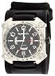 Nemesis #KIN071K Men's Stainless Steel Wide Cuff Band Analog Black Dial Watch