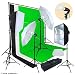 LINCO Lincostore Photo Video Studio Light Kit AM174 - Including 3 Color 5x10ft Backdrops (Black/White/Green) Background Screen