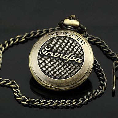RayShop - Men's Grandpa Pattern Bronze Alloy Quartz Pocket Watch