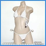 Sexy Micro Thong Bikini (White Polka Dot)